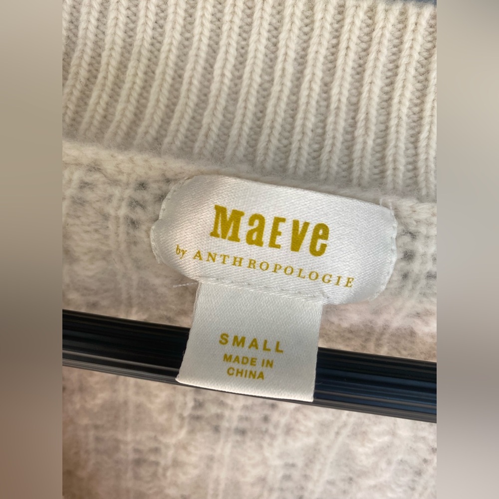 Anthropologie Maeve V-Neck Cable-Knit Wool Rainbow Sweater - Picture 5 of 7
